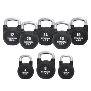 TITANIUM USA 4-24KG URETHANE COATED COMPETITION KETTLEBELL PACKAGE
