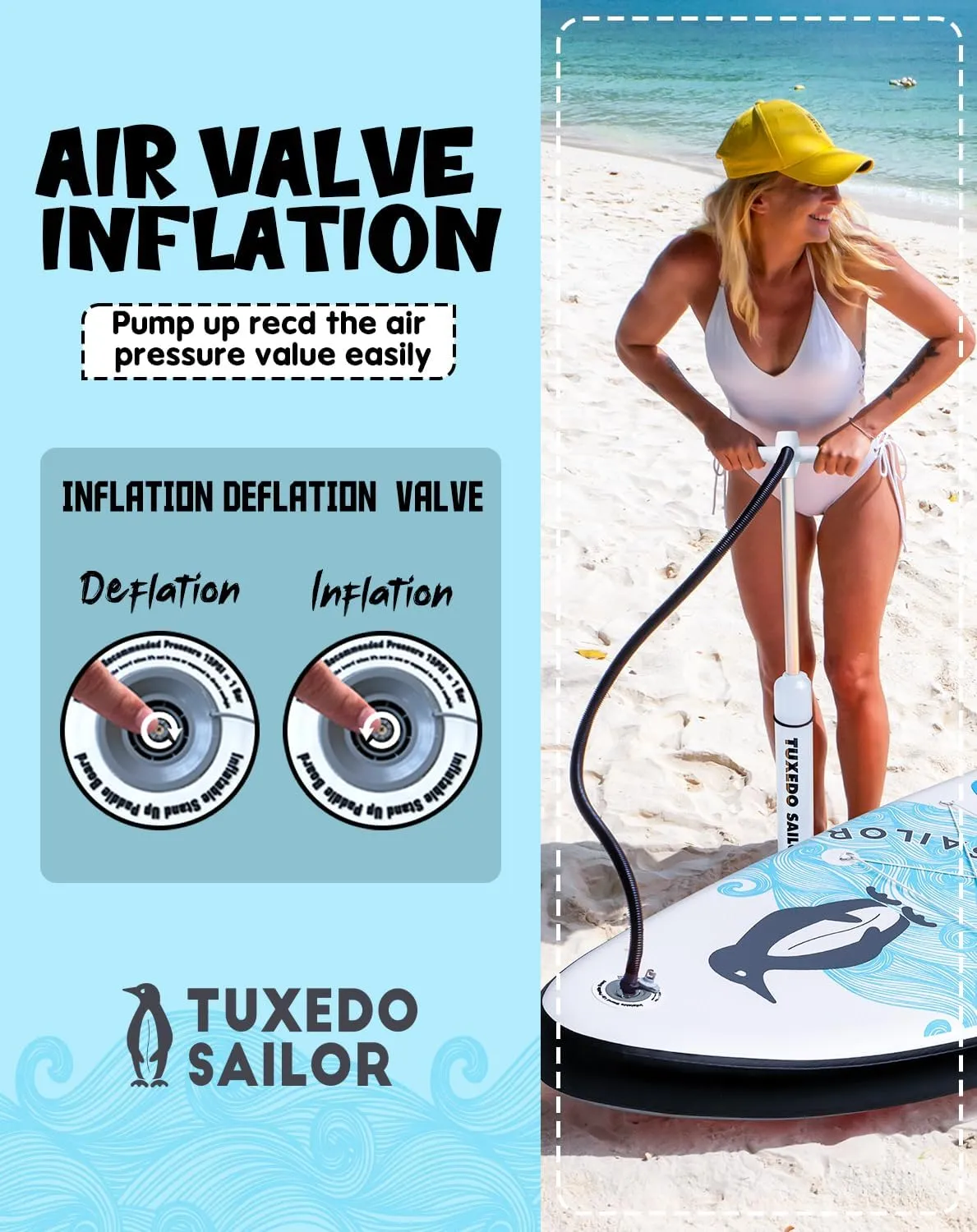 Tuxedo Sailor 10'6"33"6" Inflatable Stand Up Paddle Board with Premium SUP Accessories,Paddle Boards for Adults & Youth of All Skill Levels