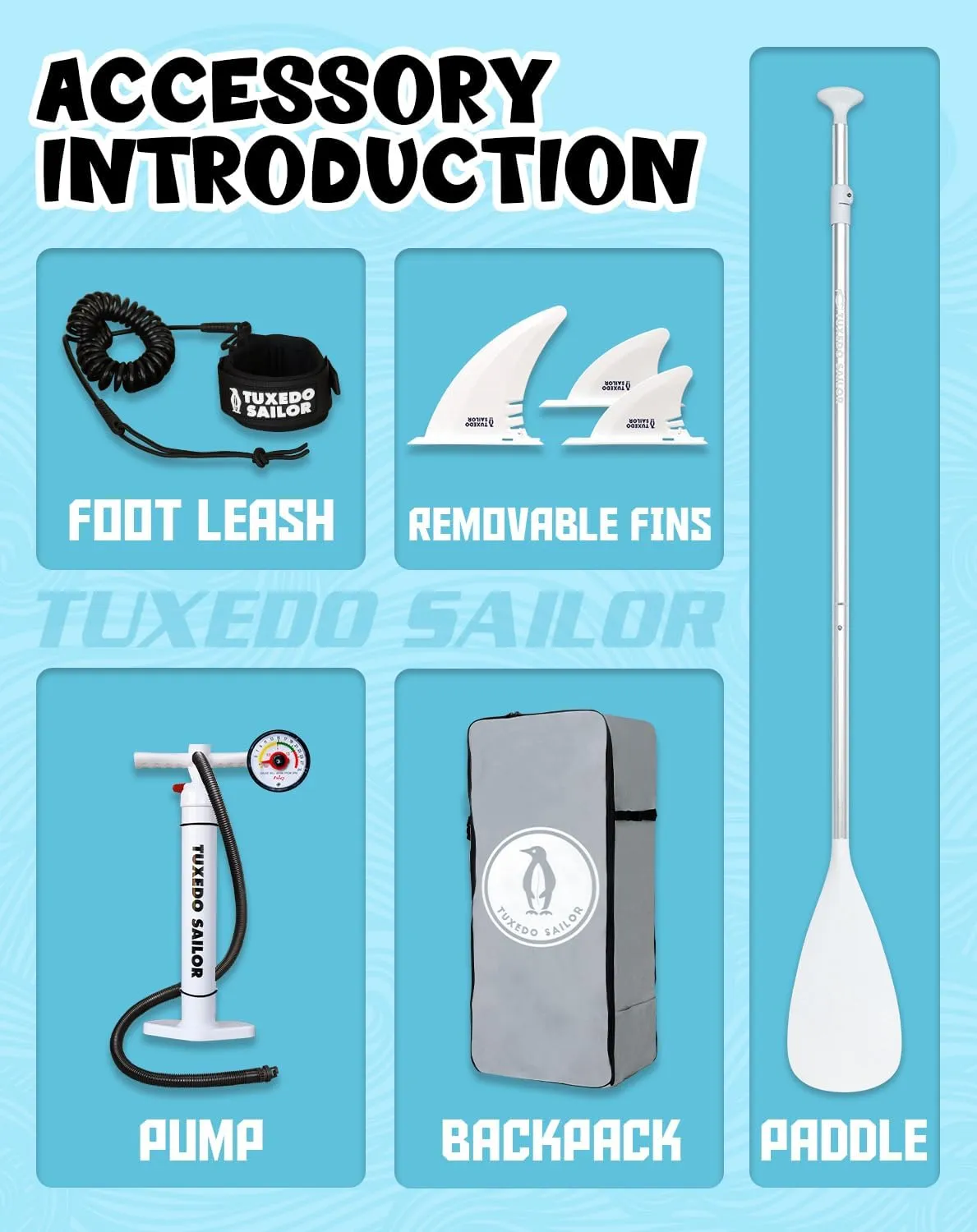 Tuxedo Sailor 10'6"33"6" Inflatable Stand Up Paddle Board with Premium SUP Accessories,Paddle Boards for Adults & Youth of All Skill Levels