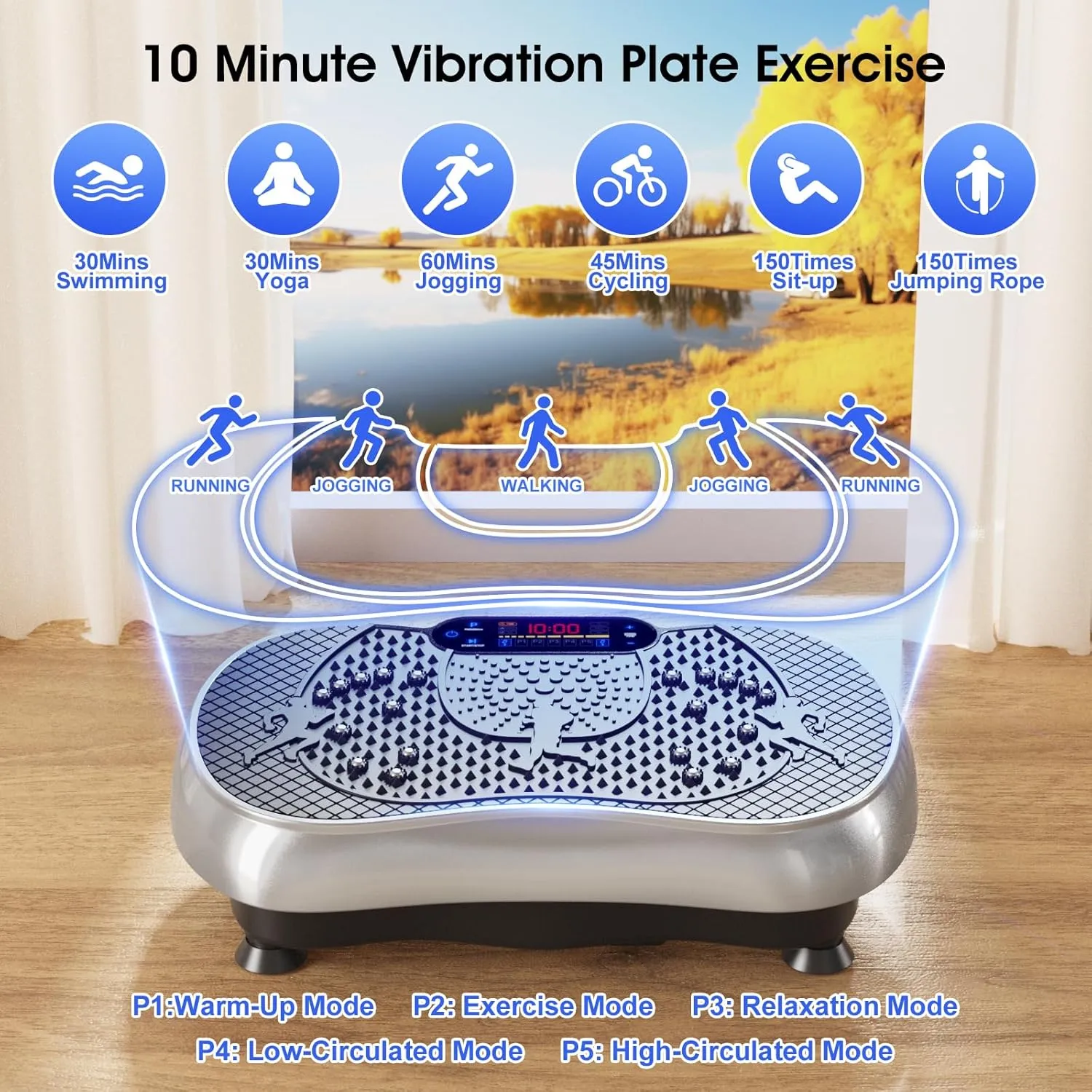 Vibration Plate Exercise Machine, 180 Speed Levels Vibration Plate for Lymphatic Drainage, Whole Body Workout Vibrating Fitness Platform, Effective for Weight Loss, Shaping, Toning & Wellness
