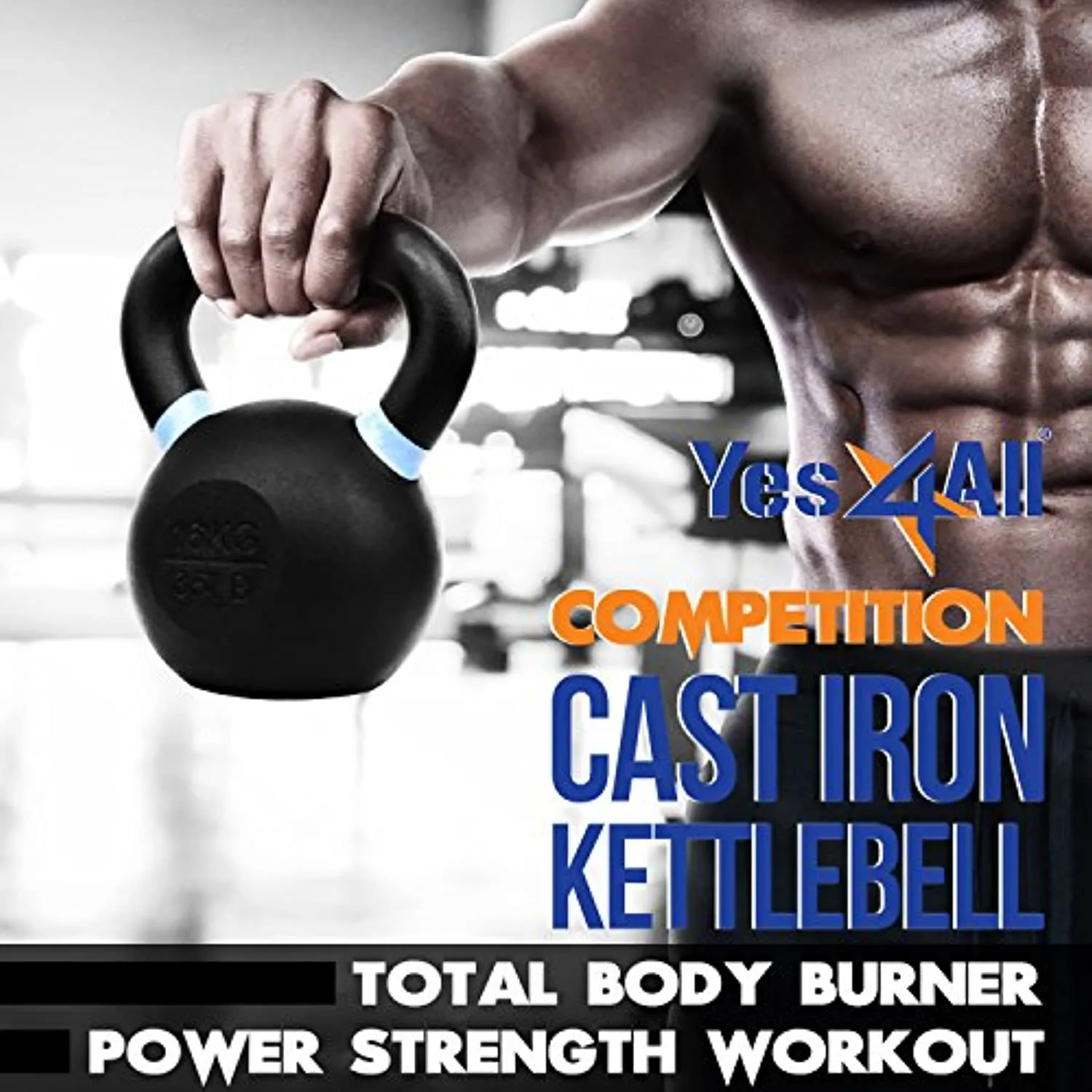 Yes4All Powder Coated Kettlebells – 4, 6, 8, 10, 12, 14, 16, 20, 24, 32, 40kg