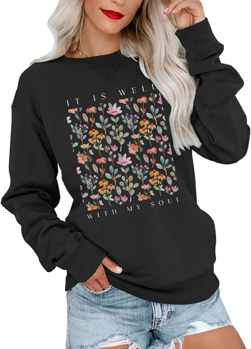 Ymoshoe Christian Sweatshirt Women Bible Verse Pullover Jesus Shirt Casual Holiday Fall Winter Church Outfit Religious Gift