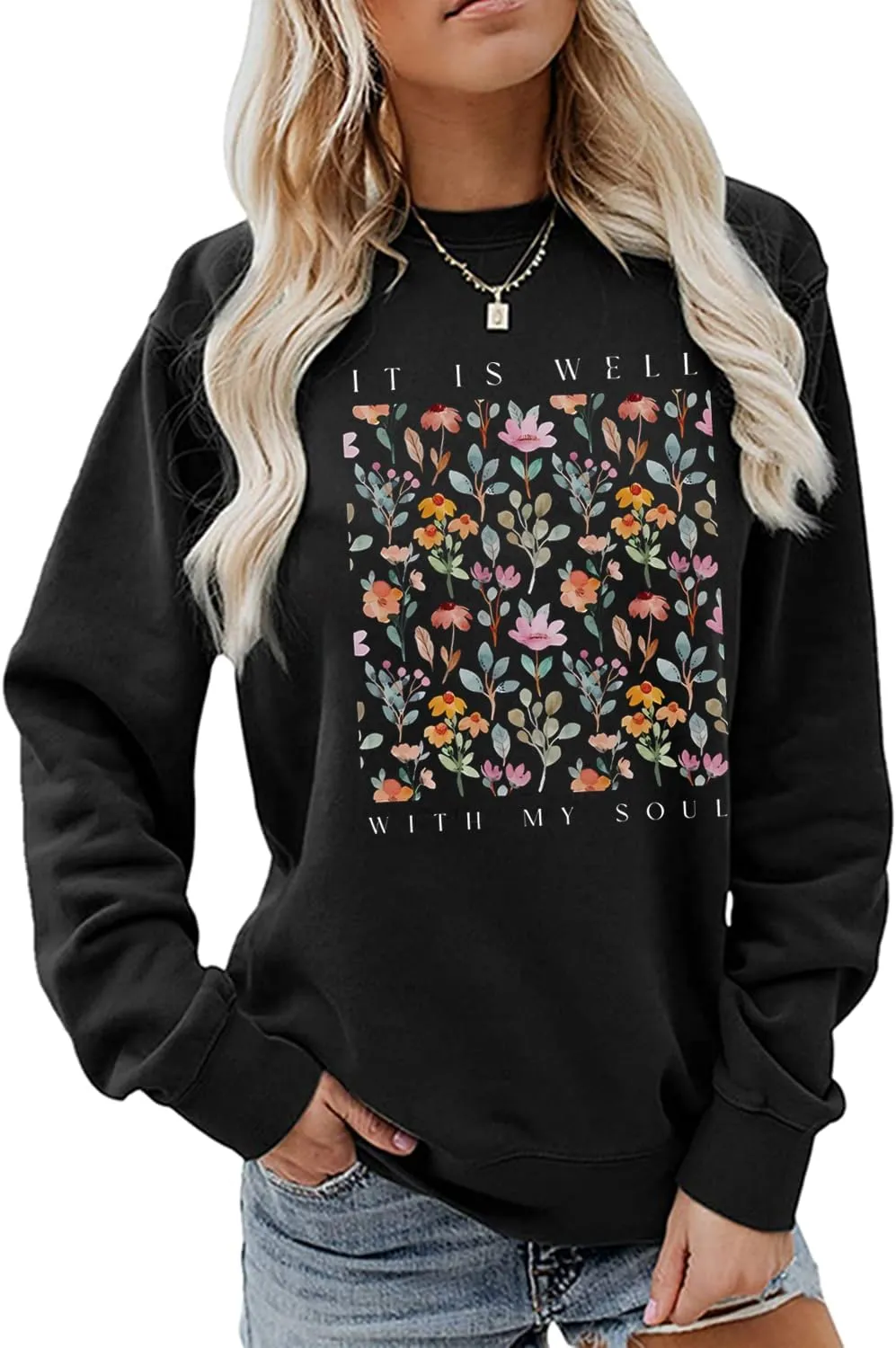 Ymoshoe Christian Sweatshirt Women Bible Verse Pullover Jesus Shirt Casual Holiday Fall Winter Church Outfit Religious Gift
