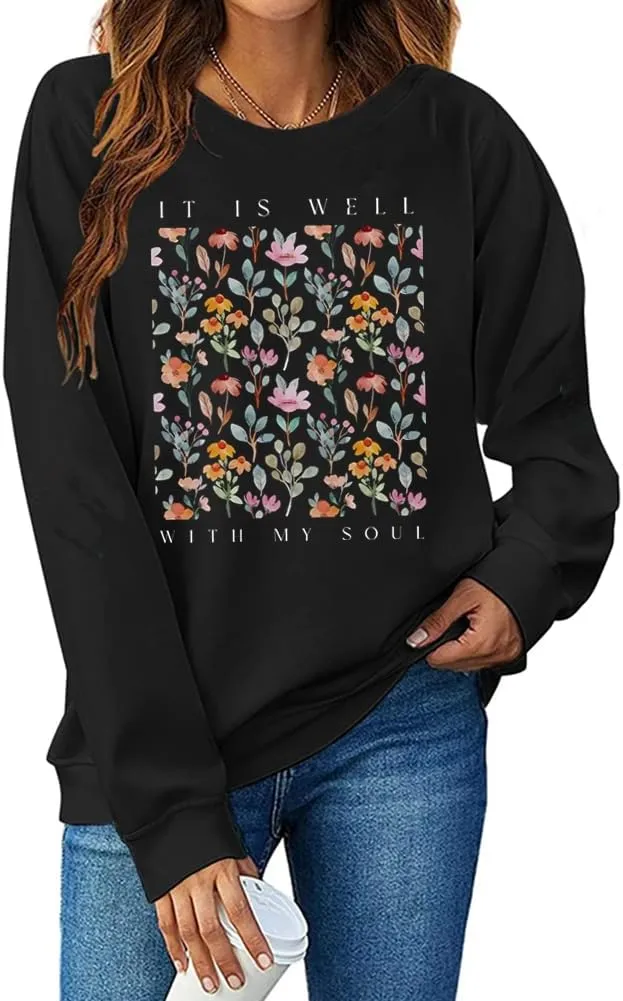 Ymoshoe Christian Sweatshirt Women Bible Verse Pullover Jesus Shirt Casual Holiday Fall Winter Church Outfit Religious Gift