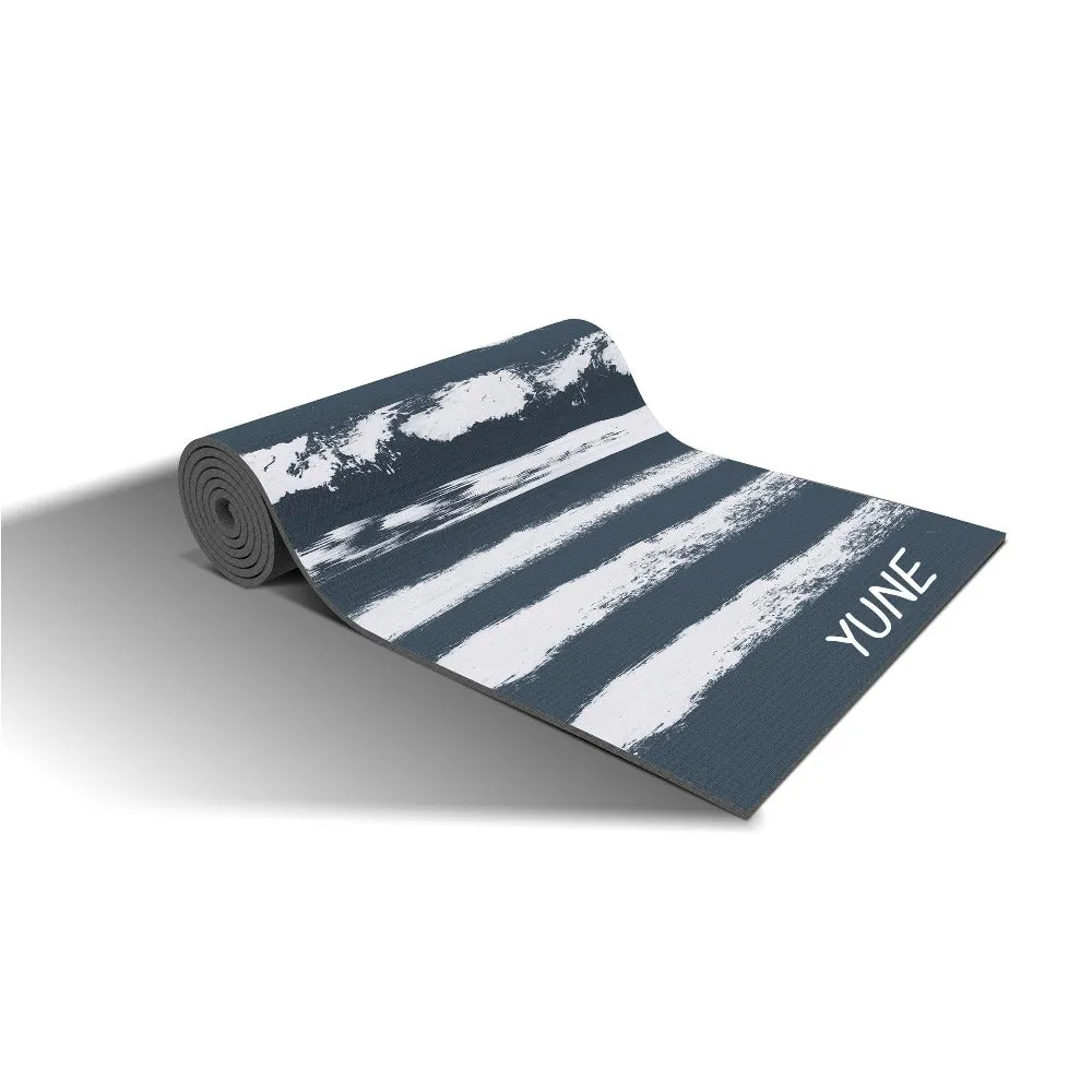 Yoga Mat | 6mm Thick | Blue Striped | Non-Slip | Eco Friendly | Yune Yoga | Fir