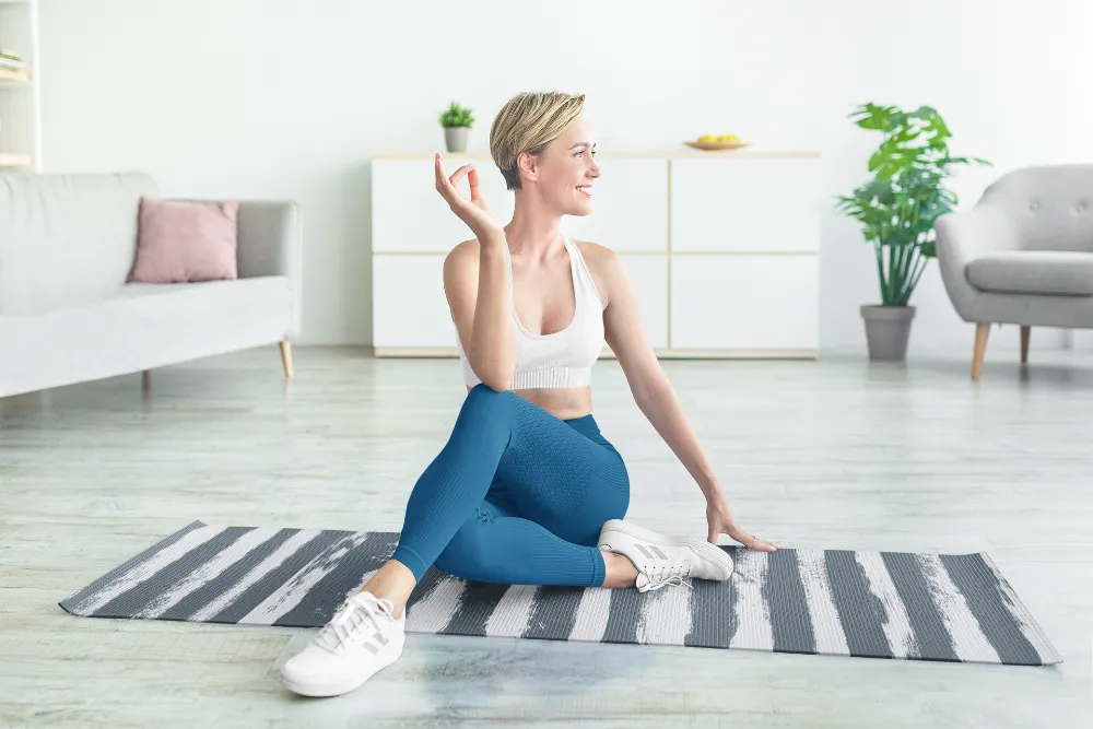 Yoga Mat | 6mm Thick | Blue Striped | Non-Slip | Eco Friendly | Yune Yoga | Fir