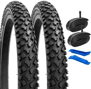 YUNSCM 2-PCS 20" Mountain Bike Tires 20x2.125/54-406 60TPI and 20" Bike Tubes Schrader Valve Compatible with 20x2.0 20x2.10 20 x 2.125 20x2.15 Bicycle Tires and Tubes (Y-361)