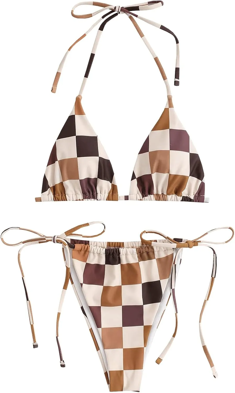 ZAFUL Triangle Bikini for Women 2 Piece Halter Bikini Sets Sexy High Cut Bathing Suit Side Tie Swimsuits
