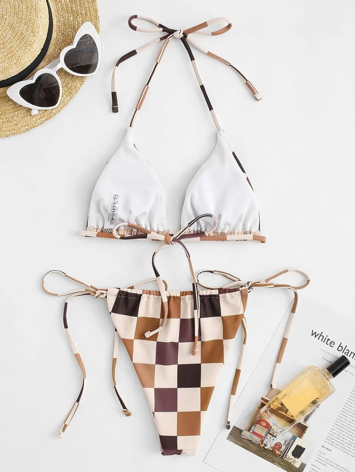 ZAFUL Triangle Bikini for Women 2 Piece Halter Bikini Sets Sexy High Cut Bathing Suit Side Tie Swimsuits