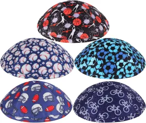 Zion Judaica Sports Kippah Adults & Boys Ballgame Pattern Kippot 6" Skullcap Yamaka for Bar/Bat Mitzvah Chuppah Wedding